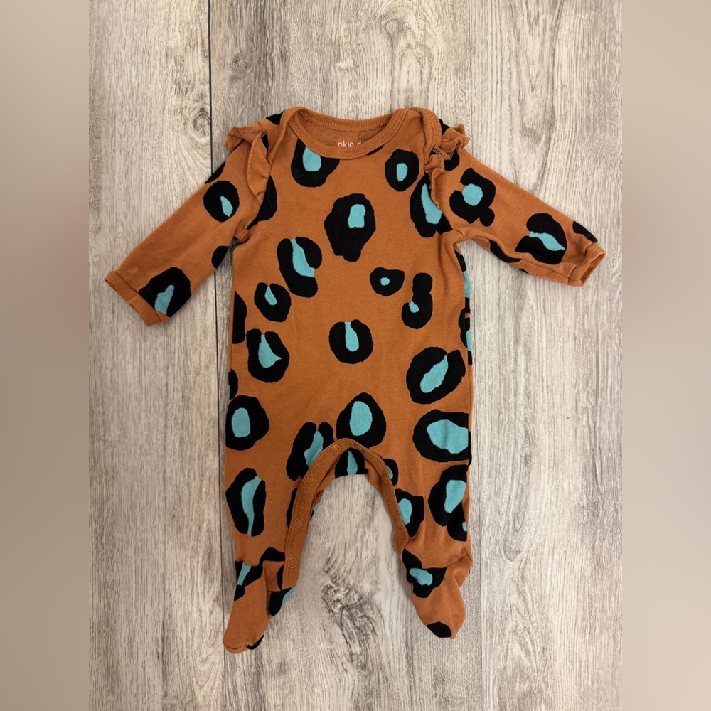 Okie Dokie Brown and Black Leopard Print Footies